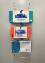 Glove box holder with gloves